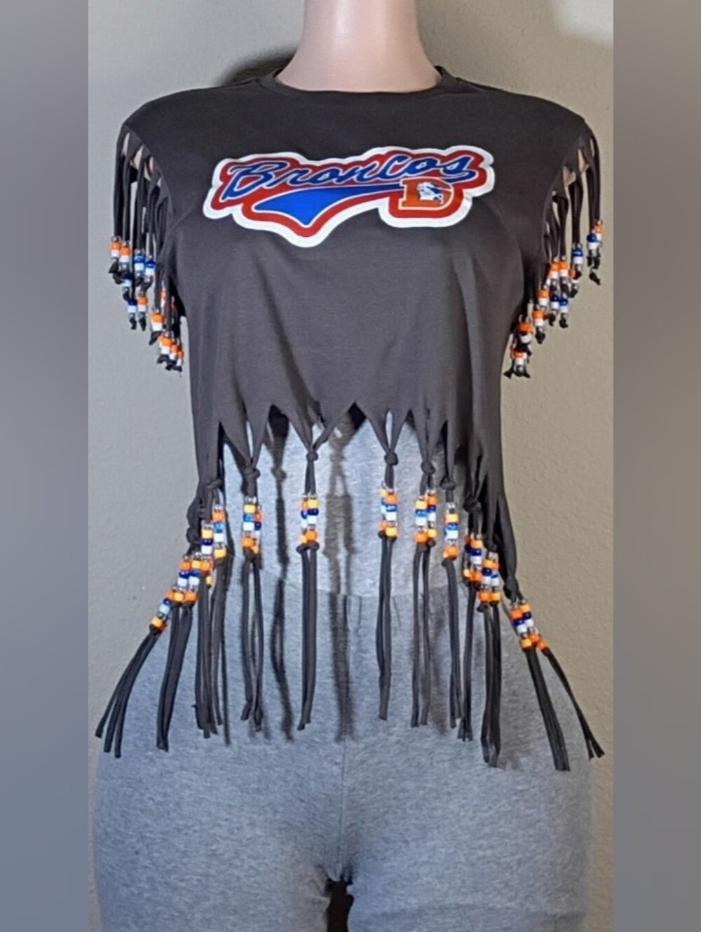 Denver Broncos Custom Fringe Tshirt - Picture 2 of 7